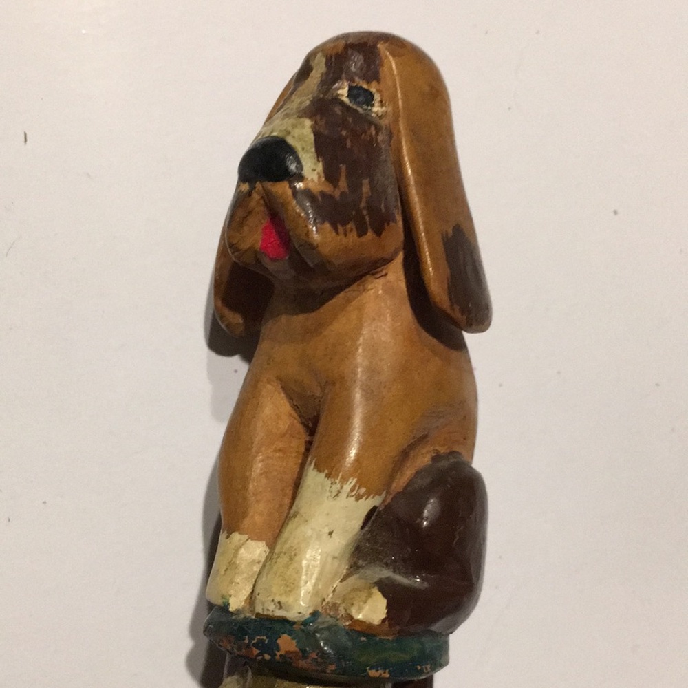 Vintage Dog carved wood figurine Portland estate